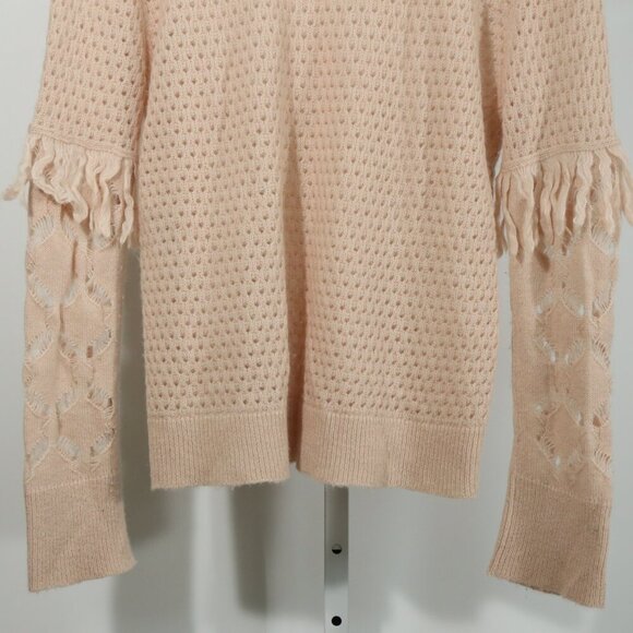 Tanya Taylor Blush Alpaca Wool Open Knit Sweater Cozy Minimalist Luxury (Size M) - Picture 9 of 9